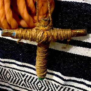 Hanging mobile cross sculpture hand 🖐🏽 made art